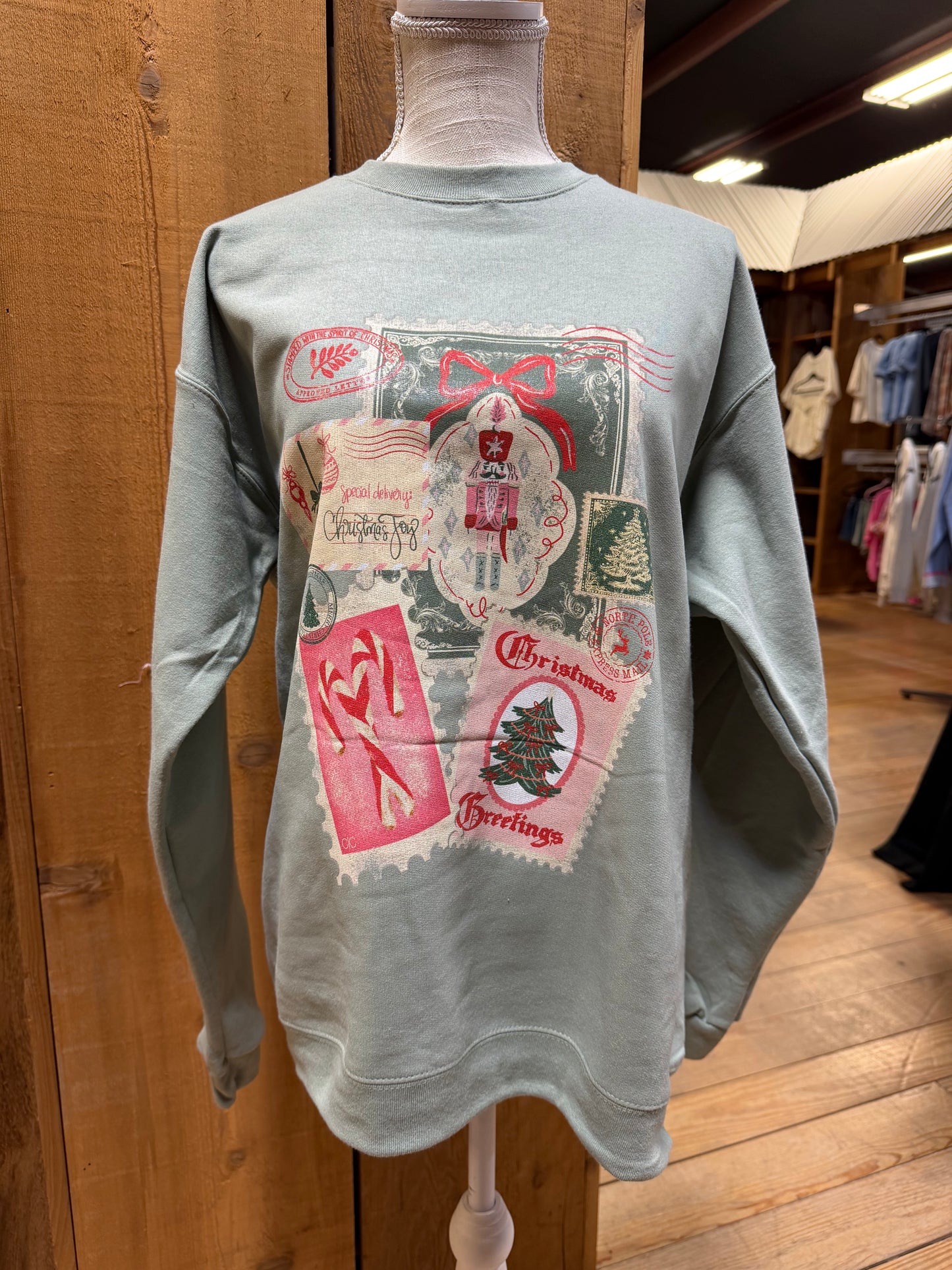 Christmas Post Card Graphic Sweatshirt - FINAL SALE