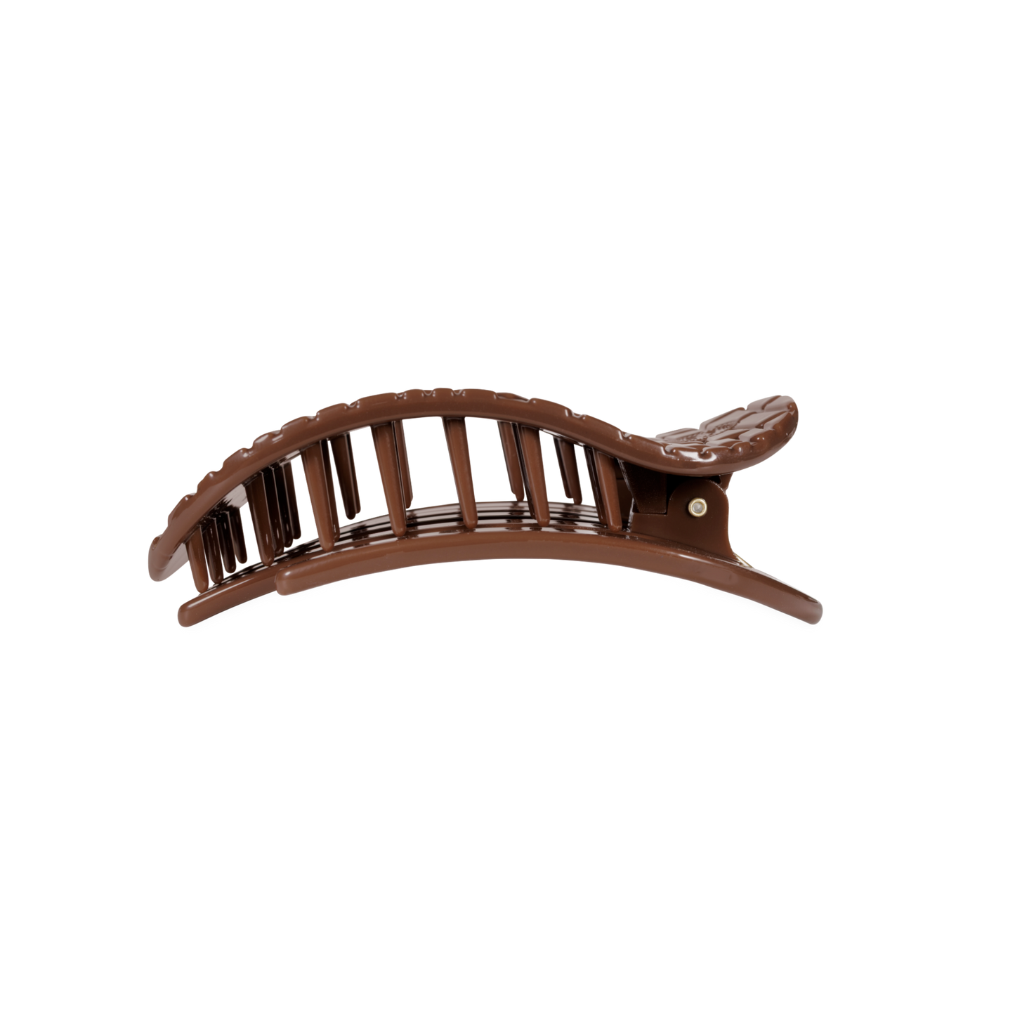 Brown Crocodile Medium Flat Round Hair Clip