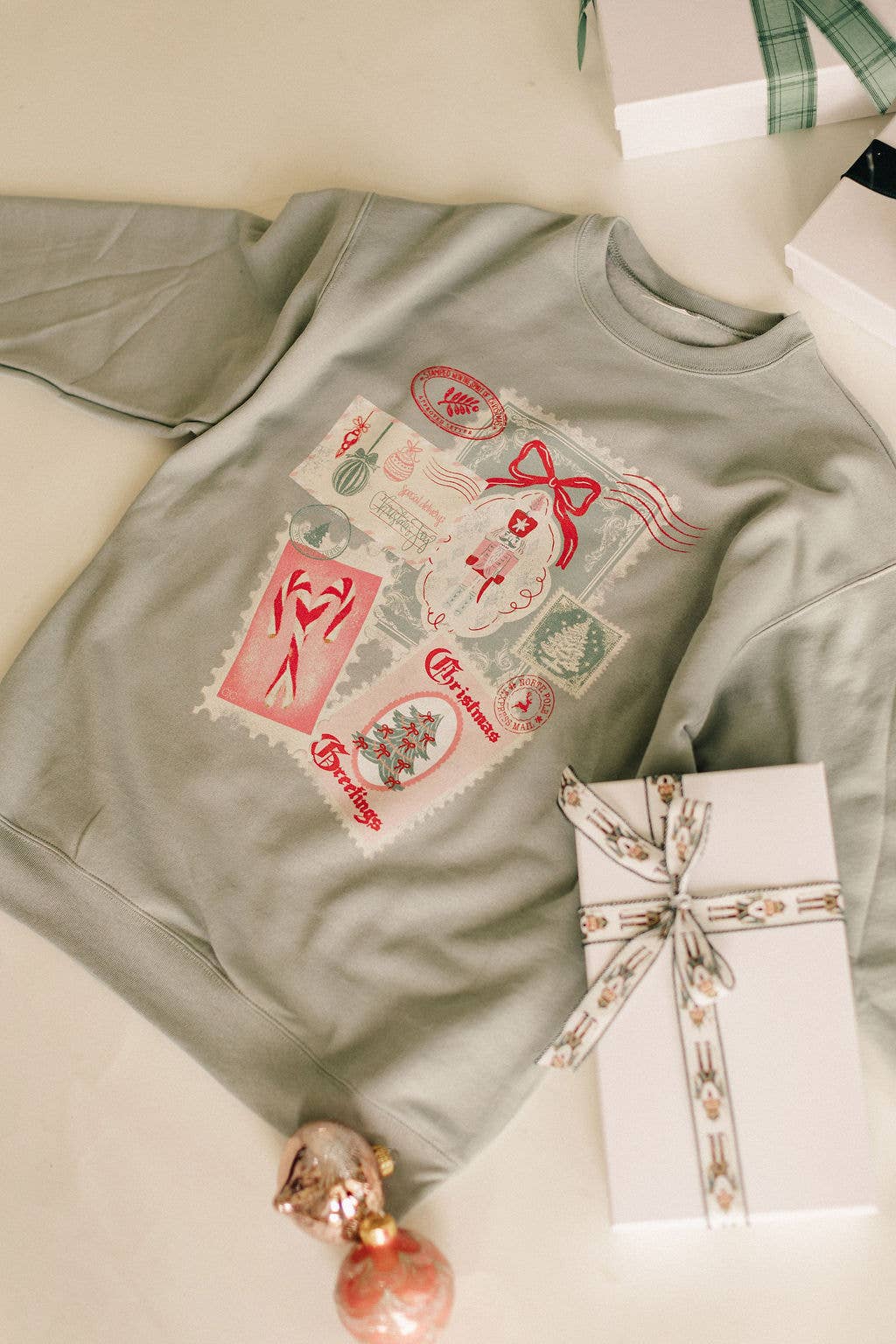 Christmas Post Card  Graphic Sweatshirt - FINAL SALE