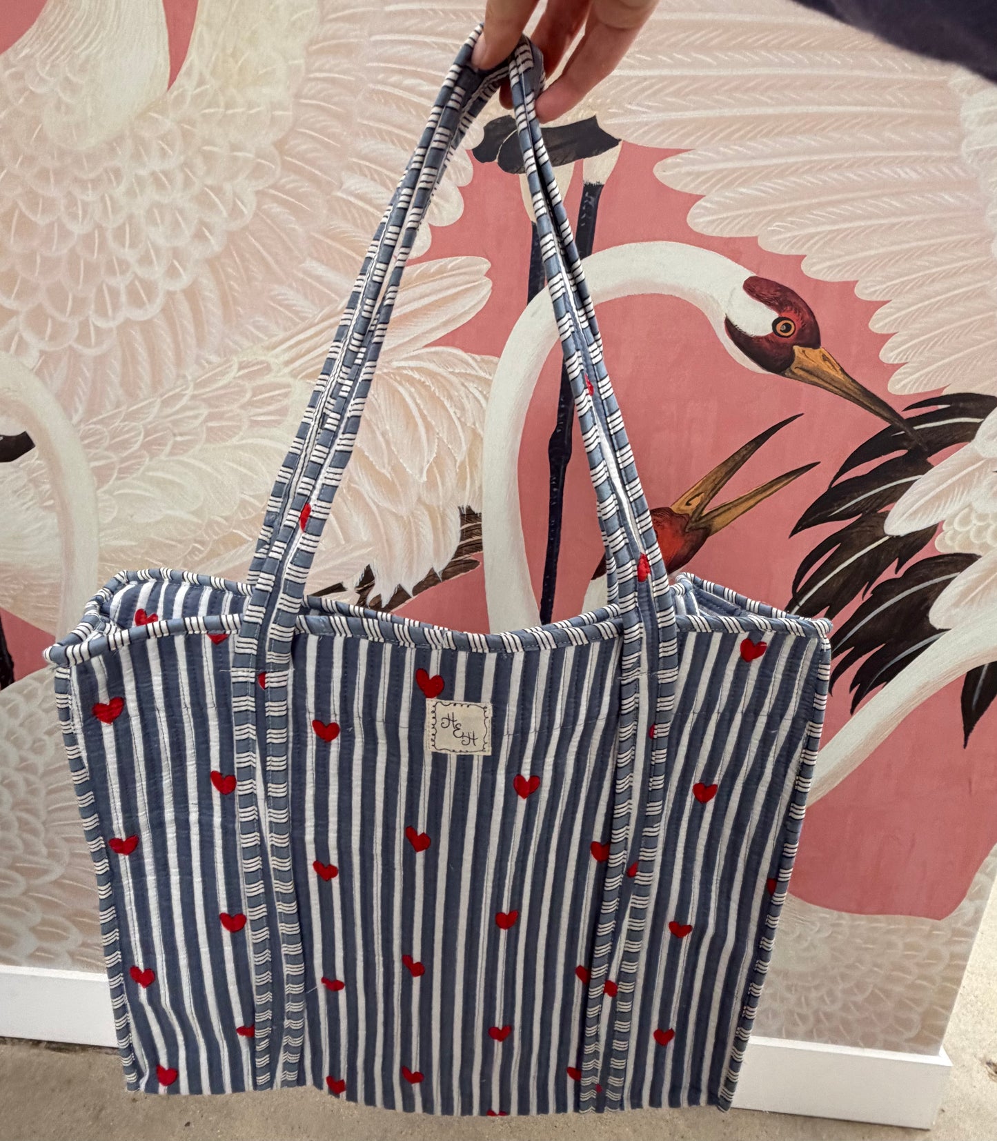 Quilted Tote Bag with Zipper