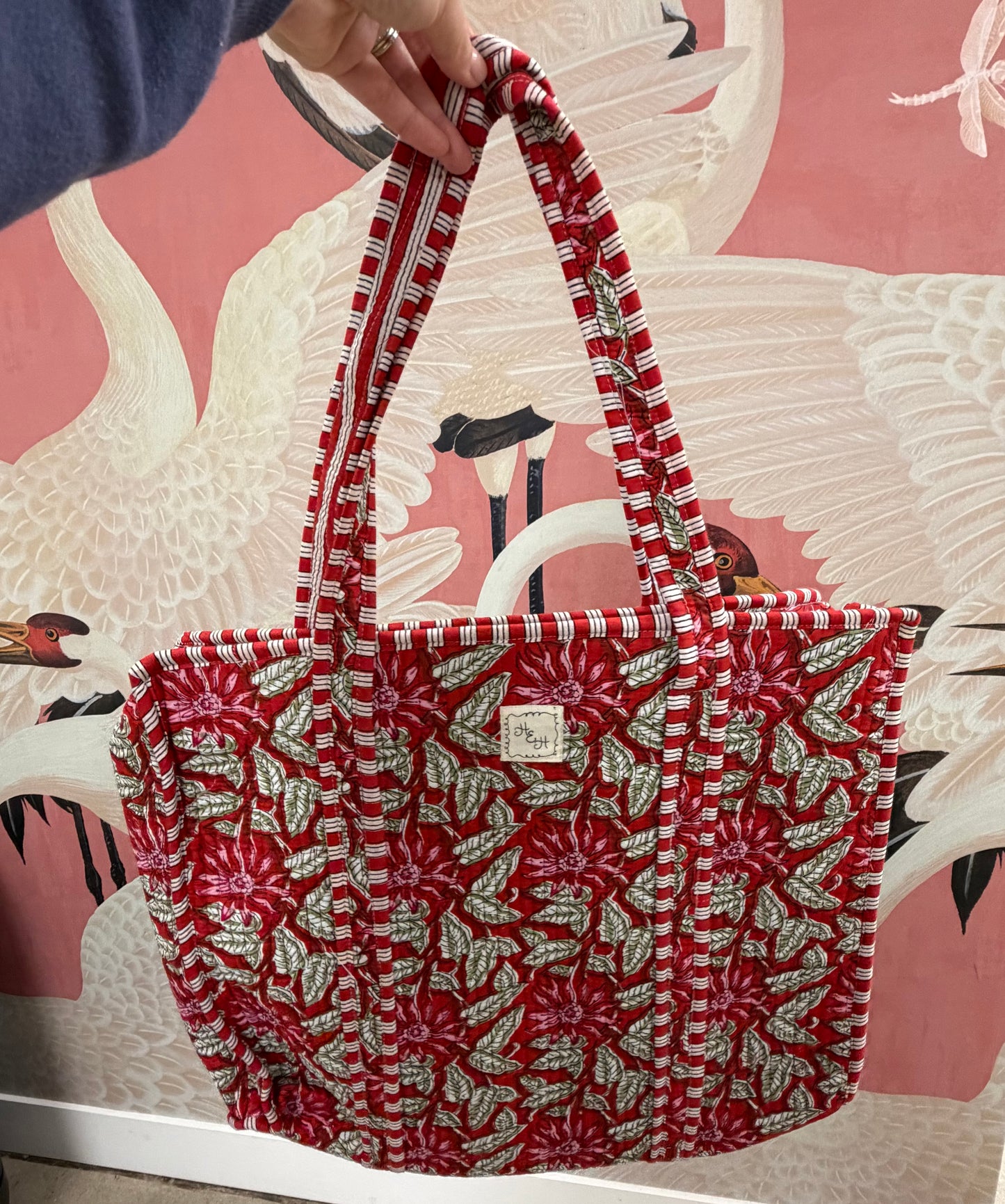 Quilted Tote Bag with Zipper